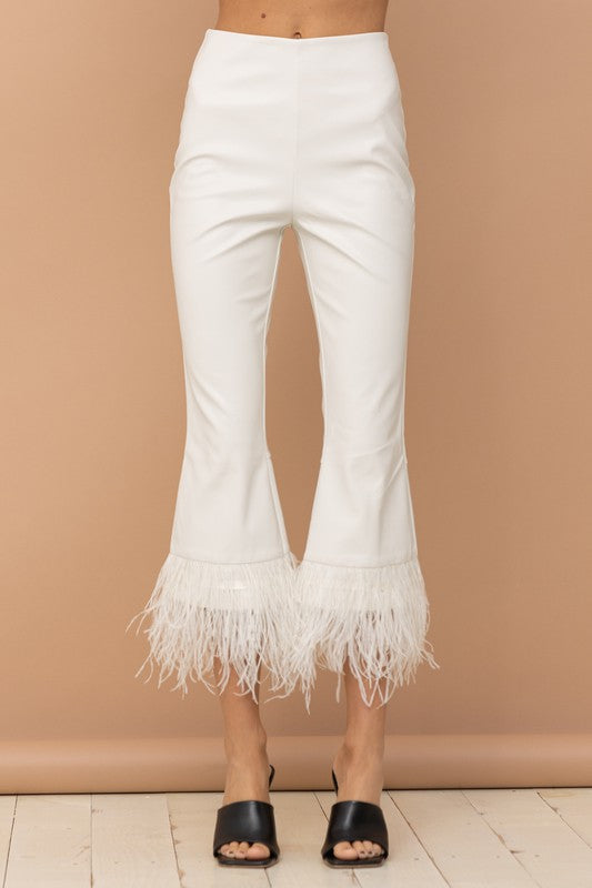 Faux Leather Feather leggings