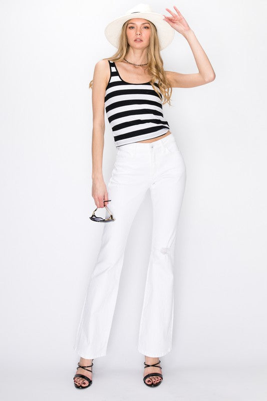 Mid Rise Full length boot cut white jeans