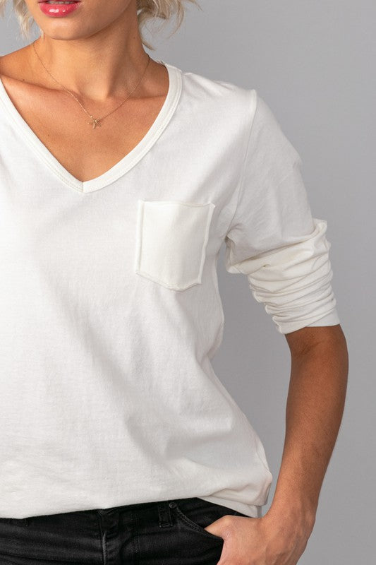 Pocket V Neck, long sleeve top