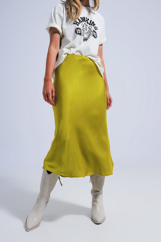 satin midi slip skirt