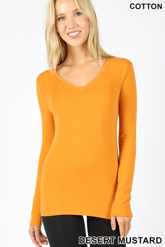 Cotton V neck slim fit top.