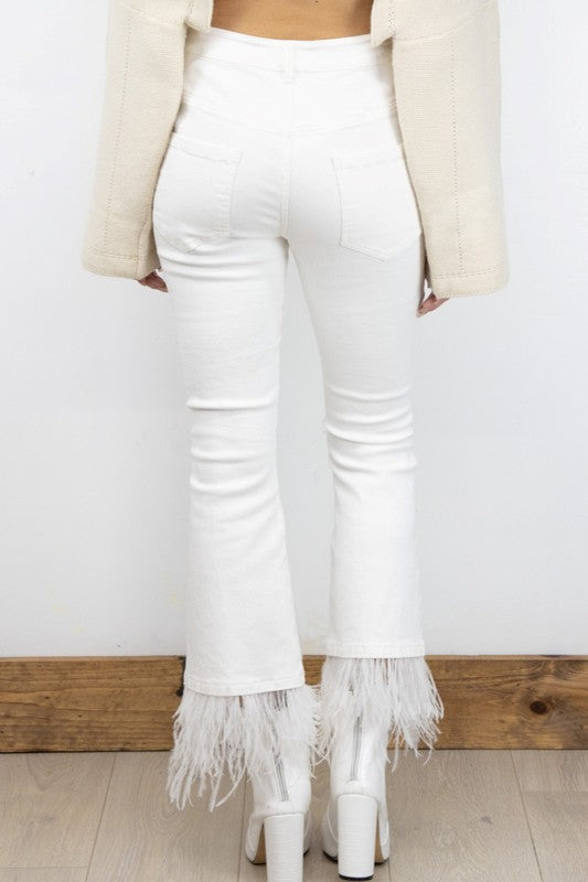 Plumery hem Flared Jeans.