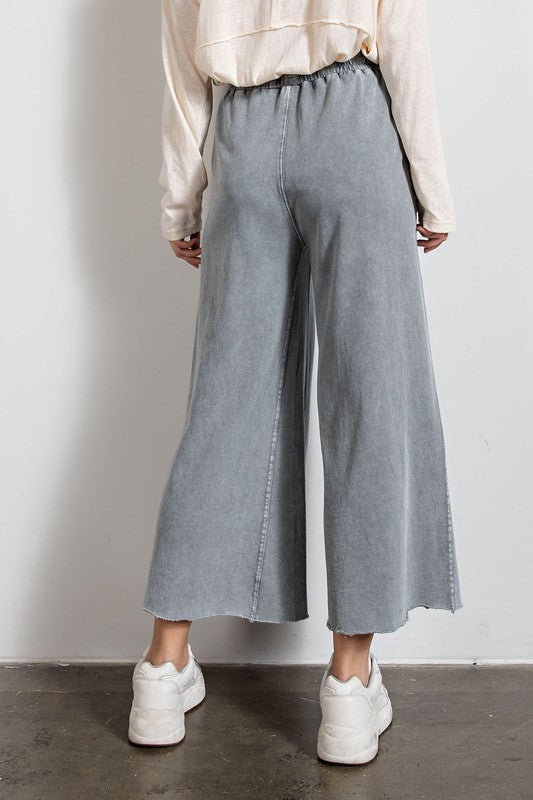 Feeling goody, Washed Terry Knit Wide Leg Pants