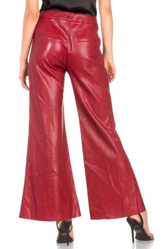 Faux leather wide leg pants