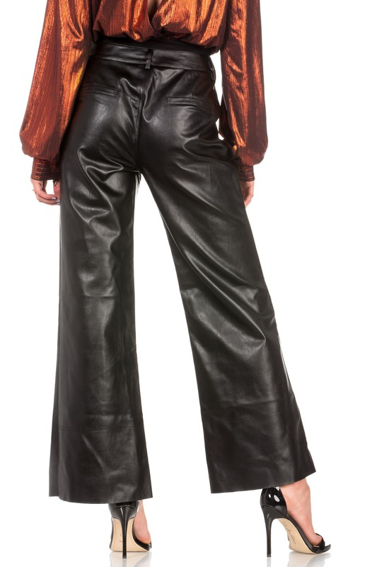 Faux leather wide leg pants