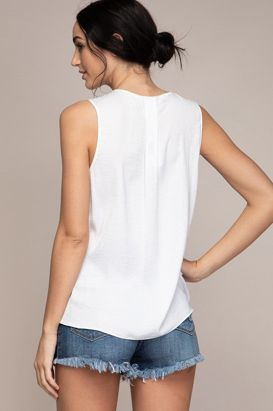 Pleated soft draped tank.
