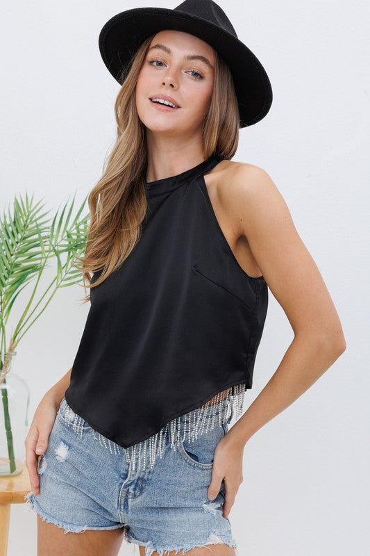 Rhinestone Fringe Crop tank