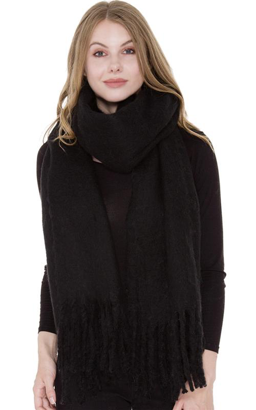 Black Super Soft Solid Color Oblong Scarf JS1285