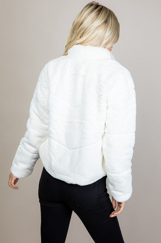 Fluffy faux fur jacket.