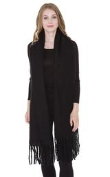 Black Super Soft Solid Color Oblong Scarf JS1285