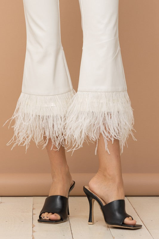 Faux Leather Feather leggings