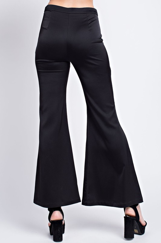 Silky High Front Slit Flare Pants