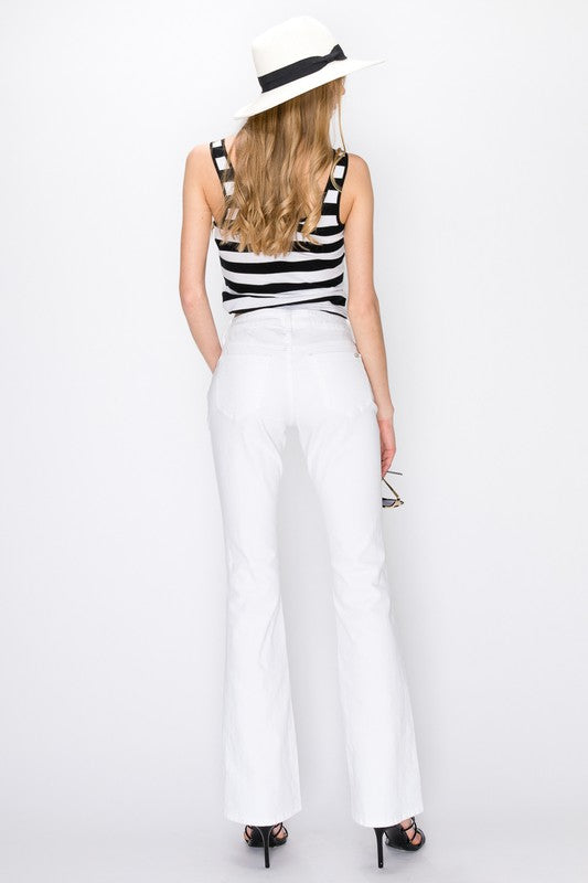 Mid Rise Full length boot cut white jeans