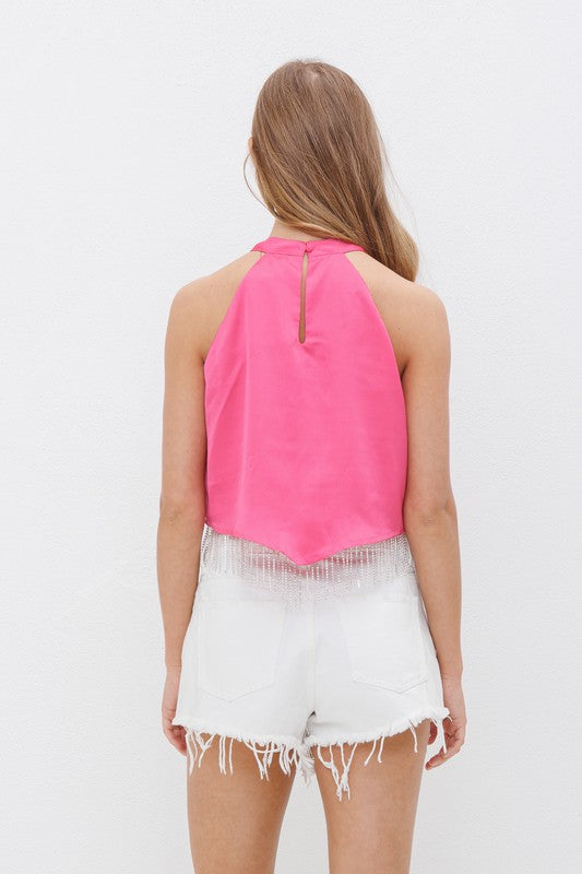 Rhinestone Fringe Crop tank