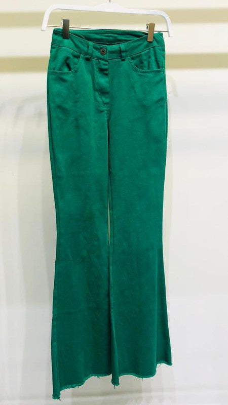 Twill denim flare bell pants