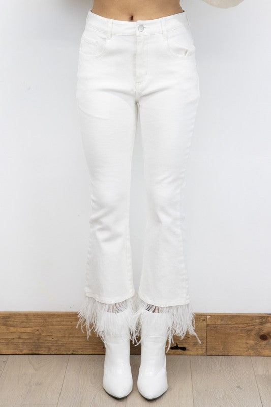 Plumery hem Flared Jeans.