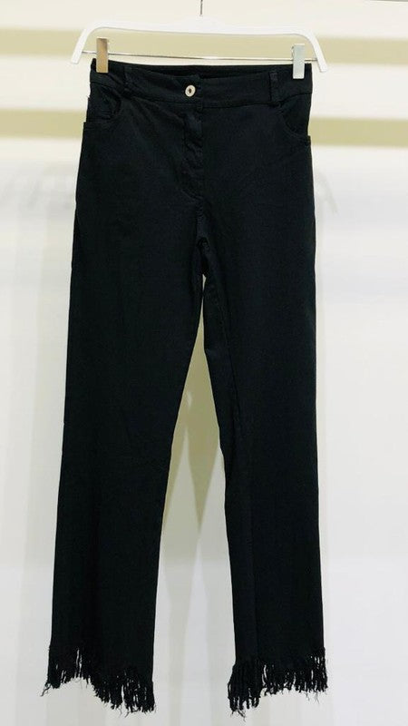 Fringe Hem Light Flare Pants