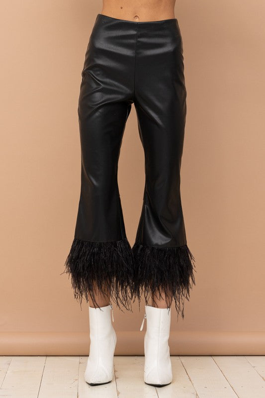 Faux Leather Feather leggings