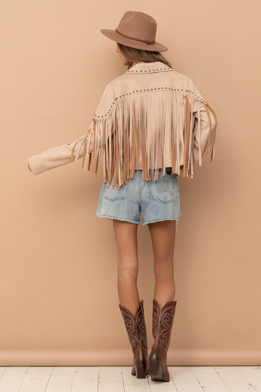Fringe Suede studded crop jacket