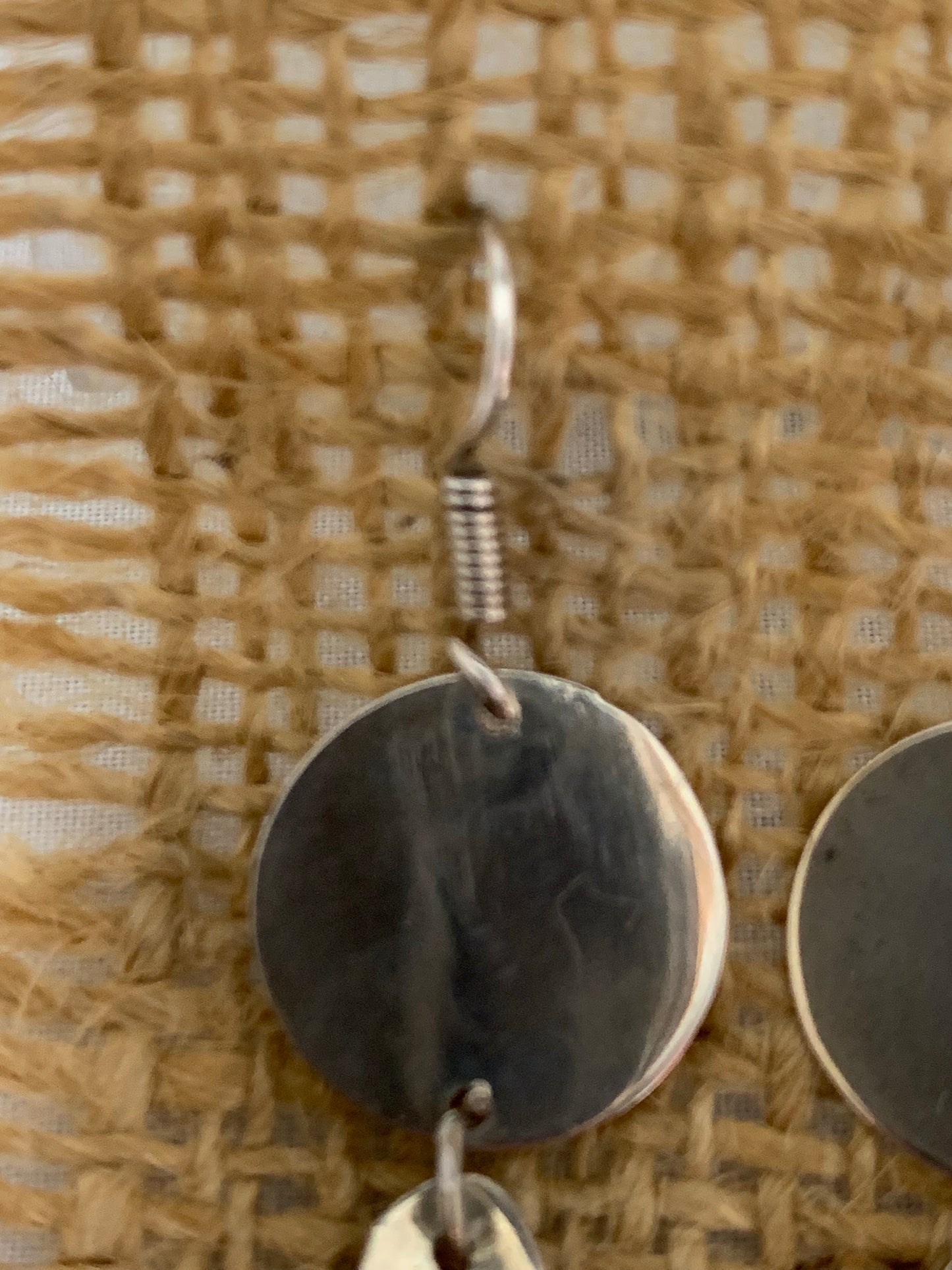 Silver plated long dangling circle drop earrings
