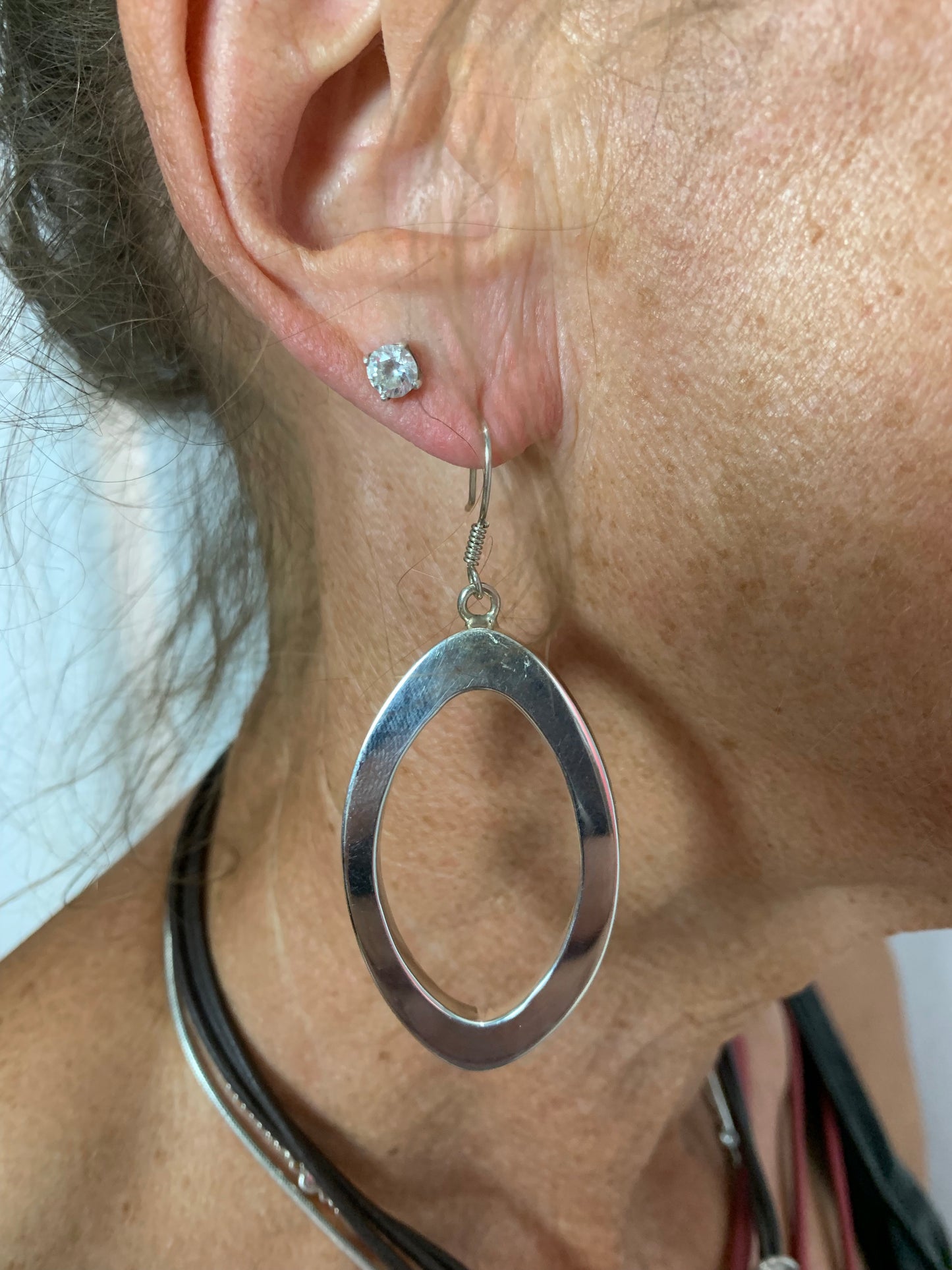 Oval Sterling Silver Earrings