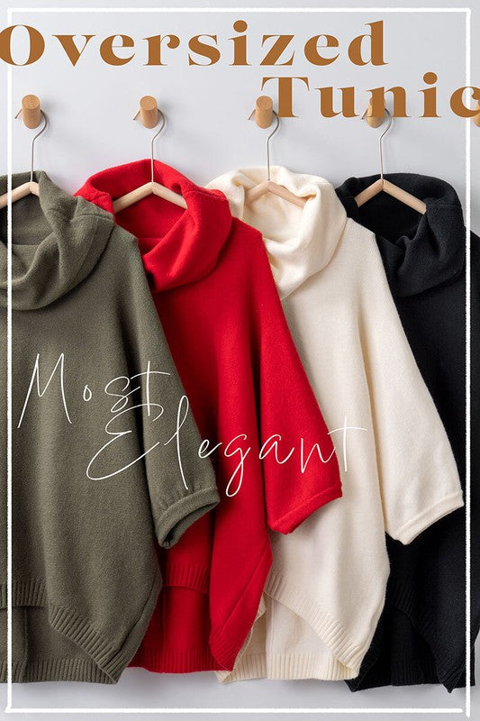 Oversized cowl neck verst tunic