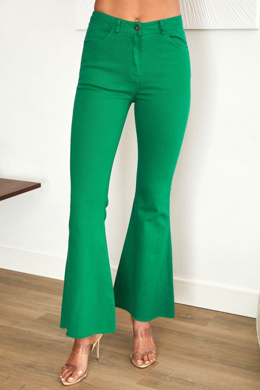 Twill denim flare bell pants