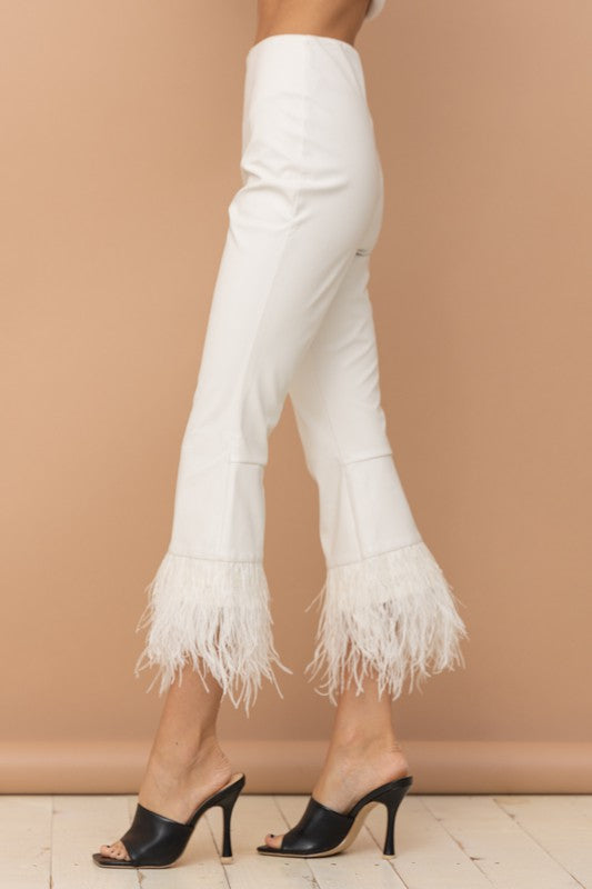 Faux Leather Feather leggings