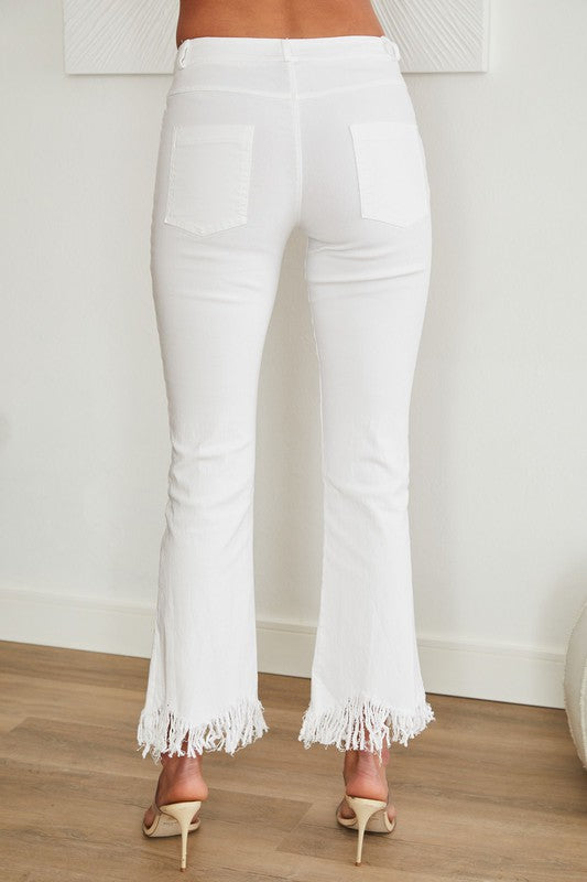 Fringe Hem Light Flare Pants