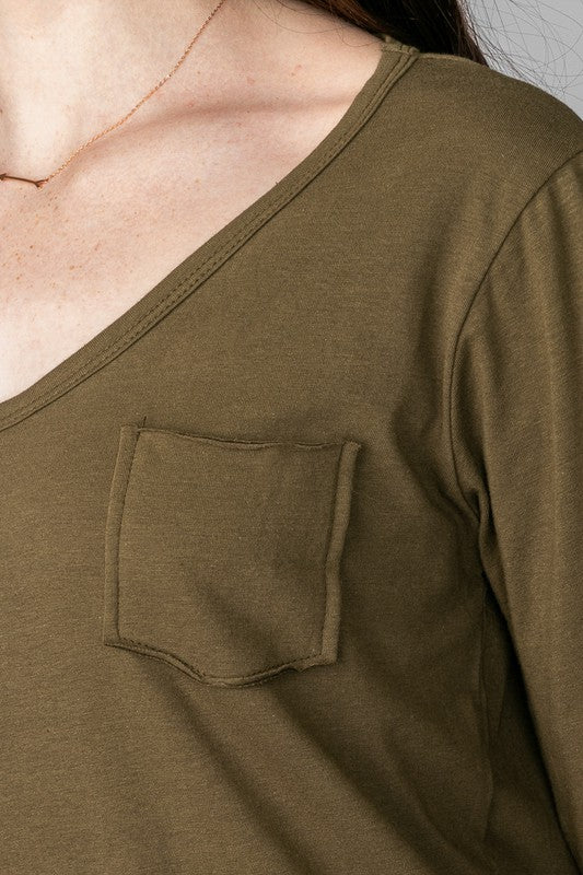 Pocket V Neck, long sleeve top