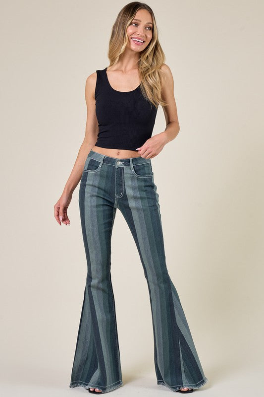 Striped flared jeans