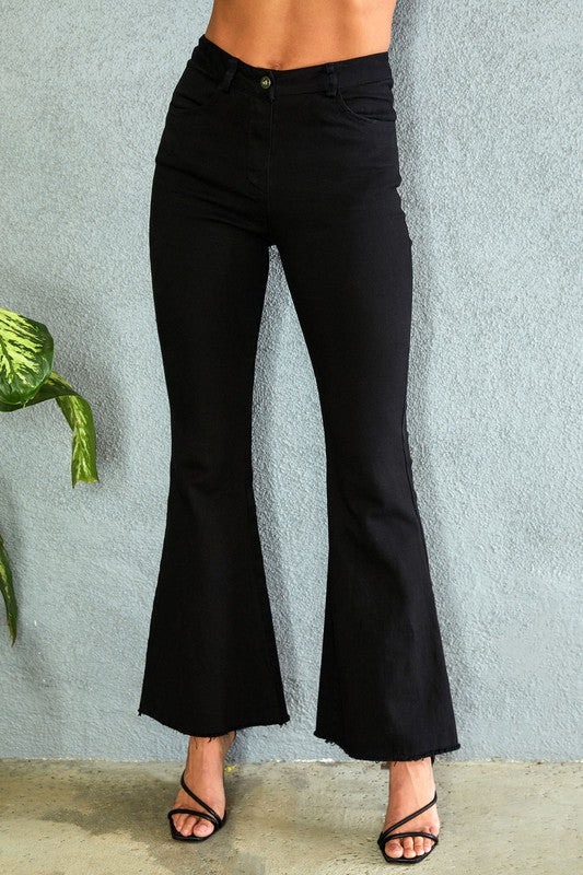 Twill denim flare bell pants