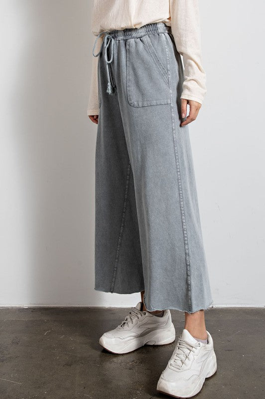 Feeling goody, Washed Terry Knit Wide Leg Pants