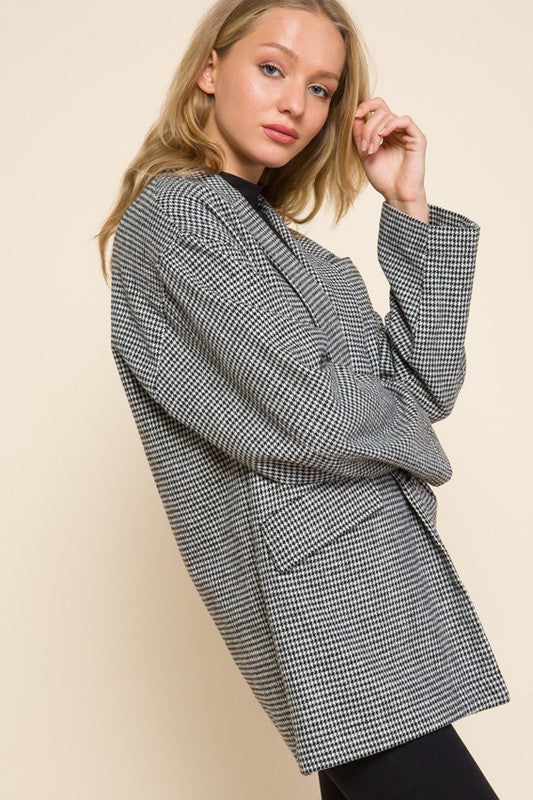 Hounds Tooth Single Button Jacket.