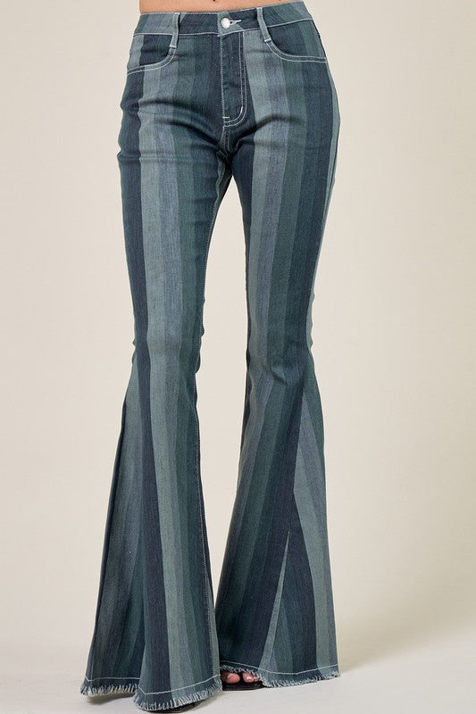 Striped flared jeans