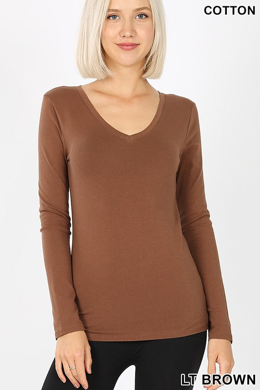 Cotton V neck slim fit top.