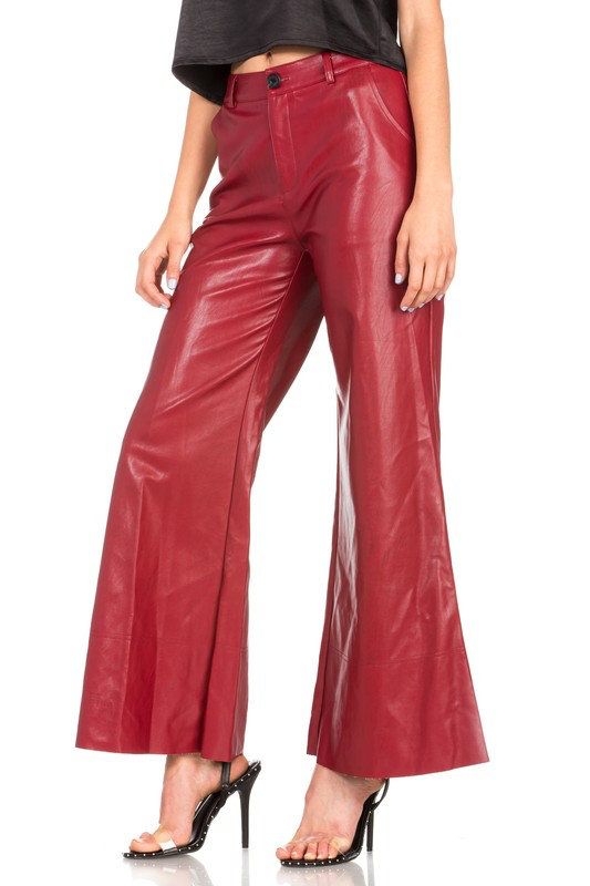 Faux leather wide leg pants