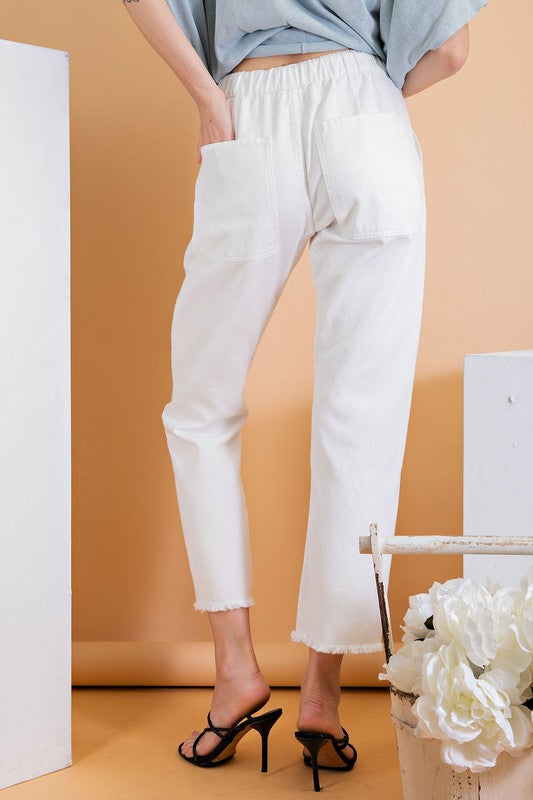 Ripped and distressed boyfriend pants.