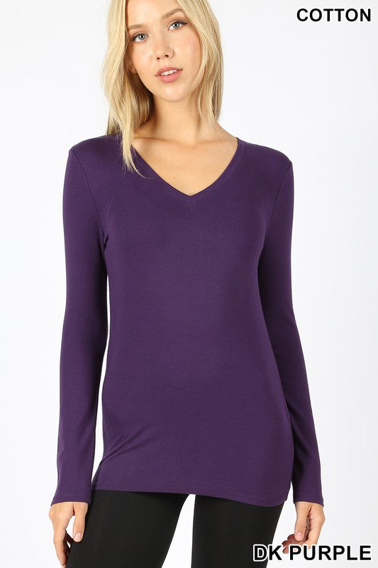 Cotton V neck slim fit top.