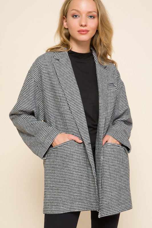 Hounds Tooth Single Button Jacket.