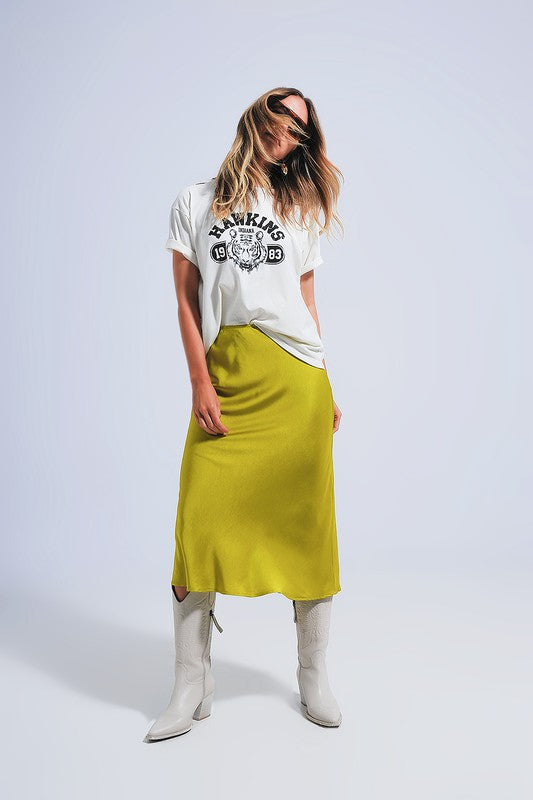 satin midi slip skirt