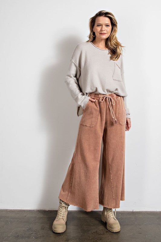 Feeling goody, Washed Terry Knit Wide Leg Pants