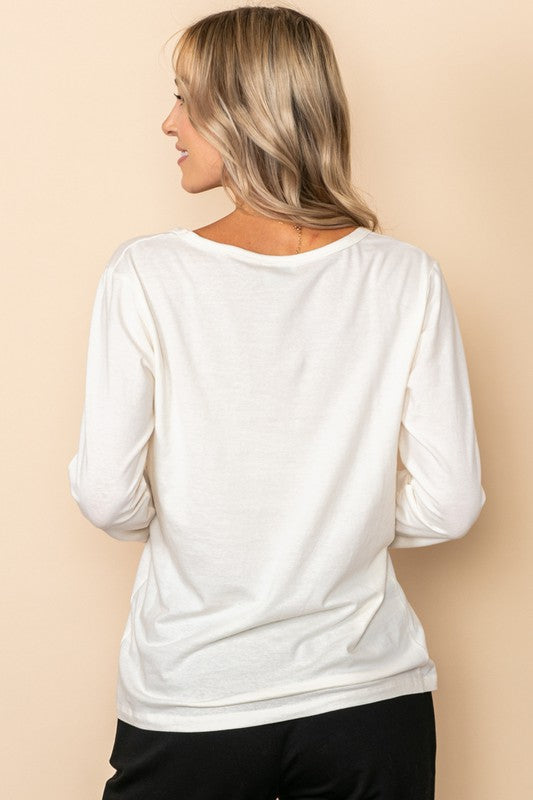 Pocket V Neck, long sleeve top
