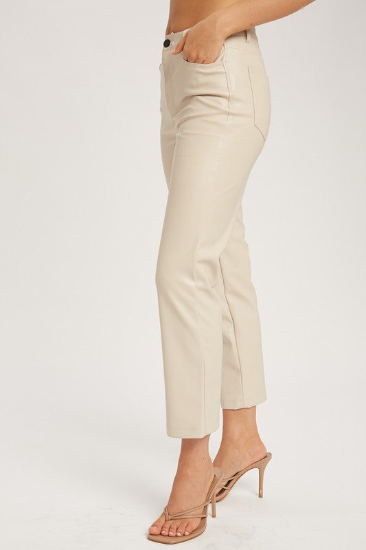 Faux leather straight pants