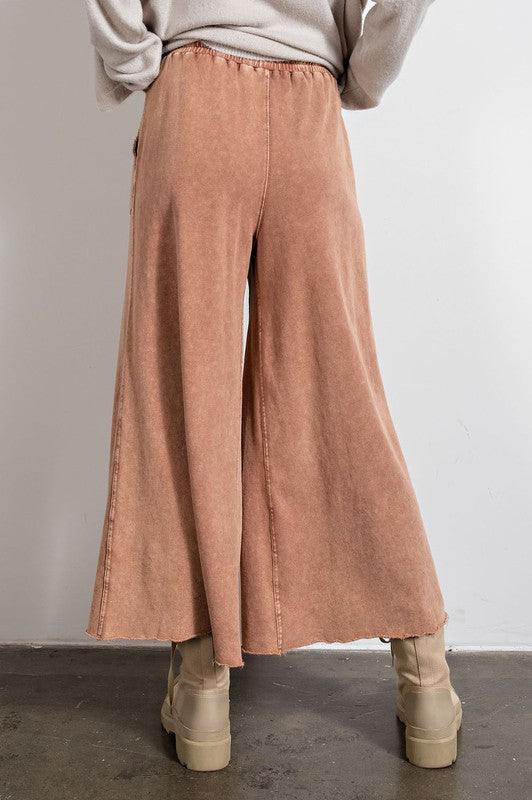 Feeling goody, Washed Terry Knit Wide Leg Pants
