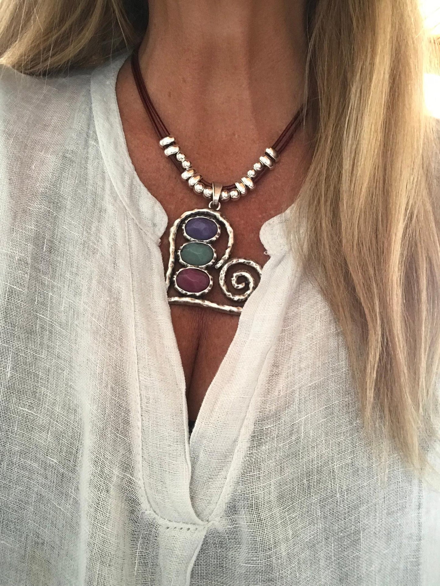Heart Necklace with stones.
