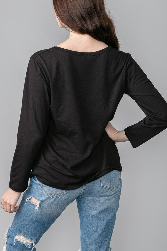 Pocket V Neck, long sleeve top