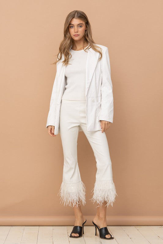 Faux Leather Feather leggings