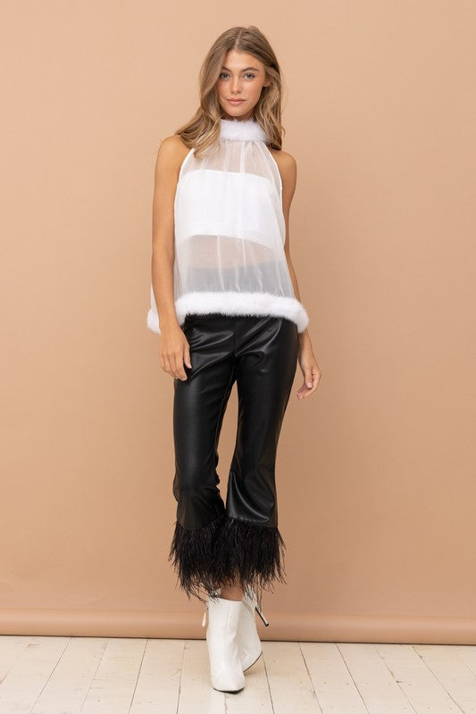 Faux Leather Feather leggings