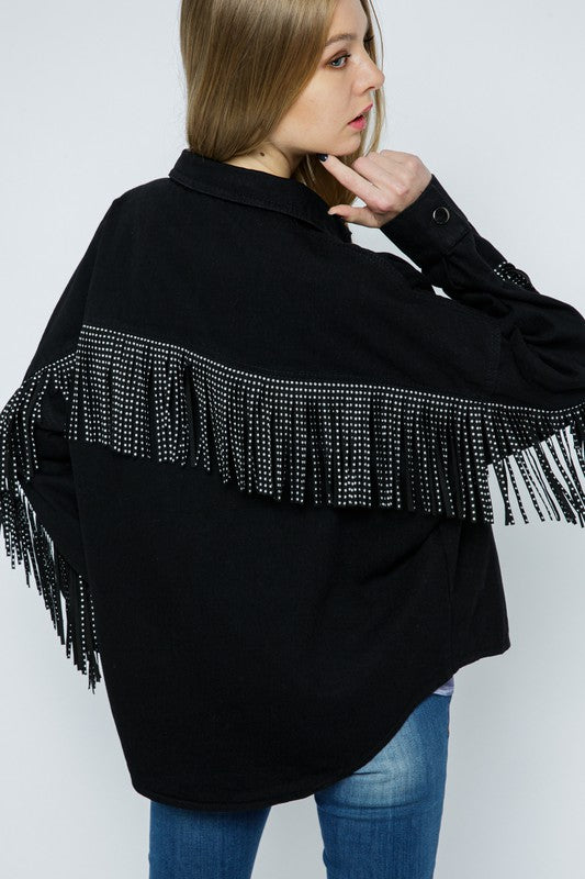 Jacket with metal stud fringe